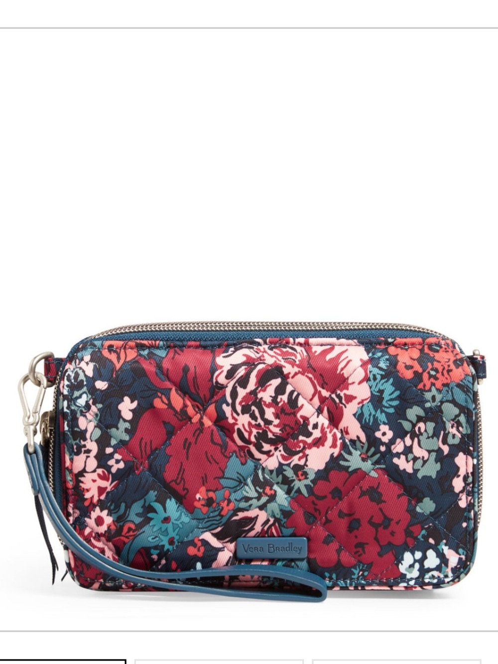 Vera Bradley Quilted Floral Wristlet in Red, Pink & Teal